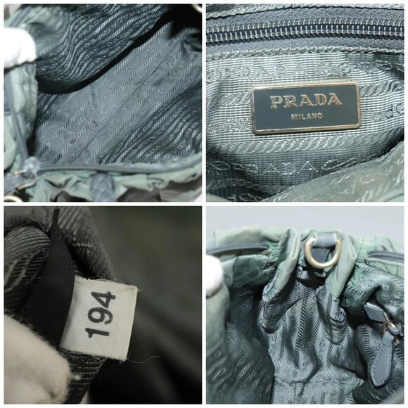 PRADA Hand Bag Nylon 2way Green Gold Auth - Picture 13 of 15